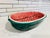 1980s Vintage Watermelon Glazed Pottery Serving Bowl - Green Red Oval Bowl For Sale - Image 5 of 11