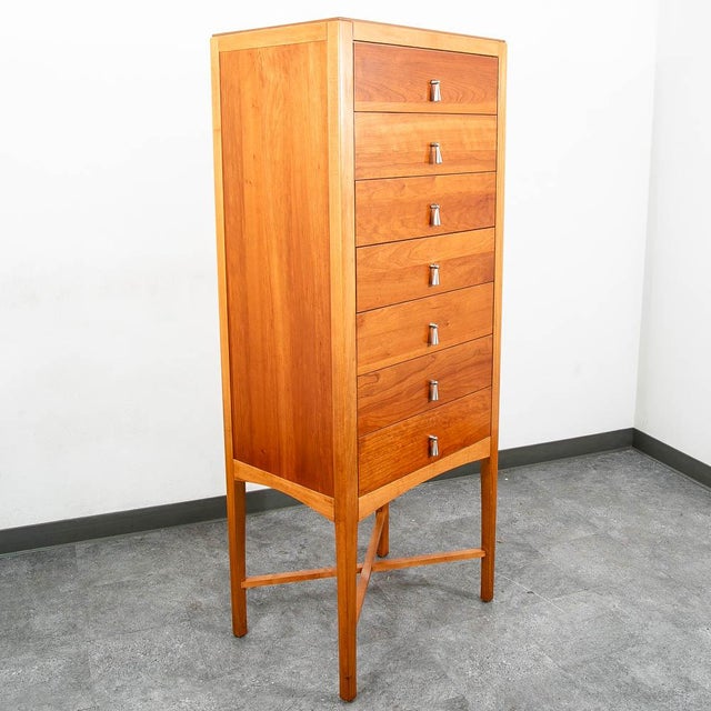 Brown Mid Century Modern Lingerie Chest 7 Drawers Cherry Wood Baker Furniture MCM For Sale - Image 8 of 11