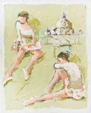 Franco Marzilli, Ballerinas, Oil Painting, 1970s