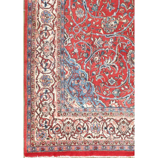 Vintage Soft Red Sarouk Handwoven Area Rug 8ft X 11ft For Sale In New York - Image 6 of 6
