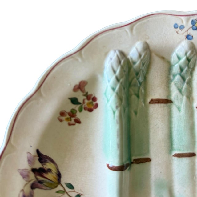 Ceramic Antique French Longchamp Majolica Asparagus Plate C. 1900s - Sold Individually For Sale - Image 7 of 9