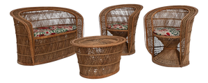 Swedish Woven Rattan Lounge Set, 1970s, Set of 4