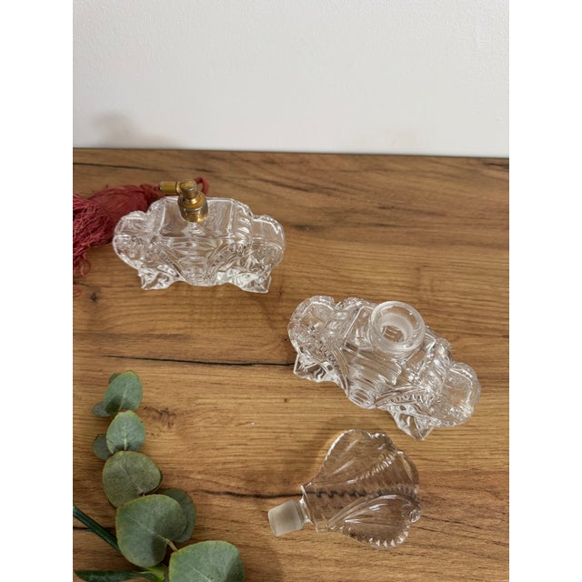 Antique Baroque Clear Lead Crystal Toiletry Bottles, Set of 2 For Sale - Image 5 of 6