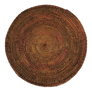 Early 20th Century Tutsi Tight Weave Flat Basket Rwanda For Sale