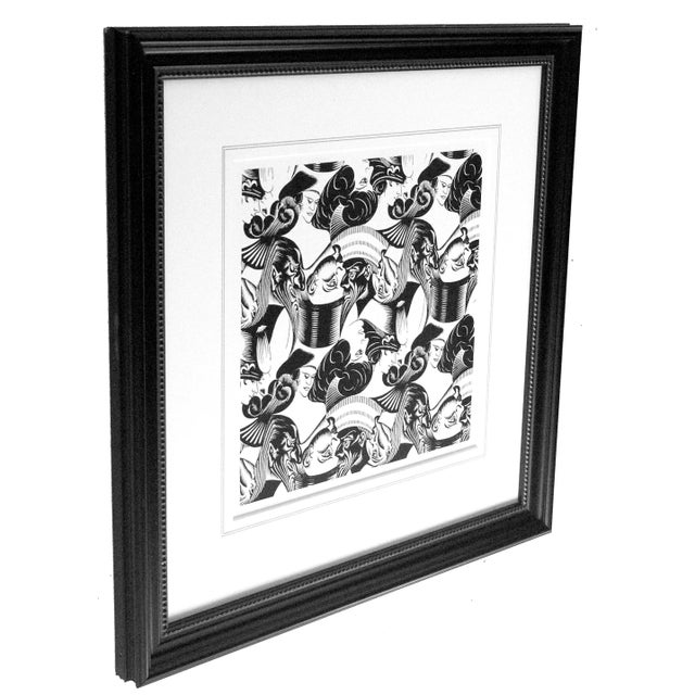 Dada 1940s Surrealist Style Black & White Lithograph After M. C Escher, Framed For Sale - Image 3 of 7