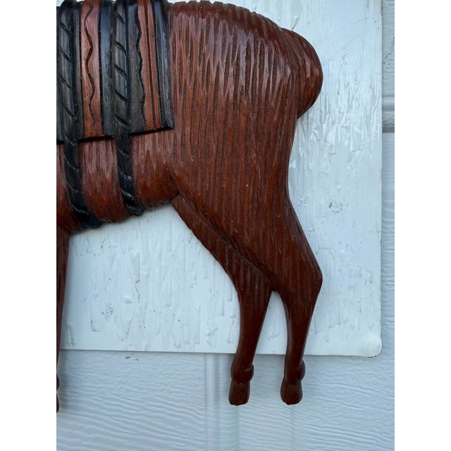 Folk Art Carved Wood Llama Sculptural Wall Hanging For Sale - Image 3 of 4