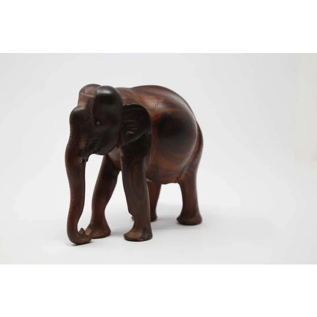 Wood African Wood Hand Carved Elephant For Sale - Image 7 of 11