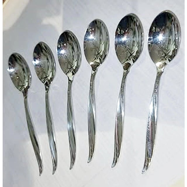 International Silver demitasse spoon set of 6 in solid sterling silver, Pine model, freshly polished, wonderful mid-...