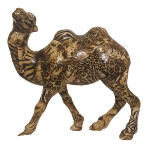 Vintage 1980s "La Vie Safari" Patchwork Ceramic Camel Figurine