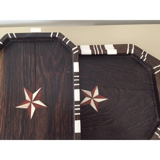 A stack of six antique wood trays with bone inlays For Sale In Atlanta - Image 6 of 7