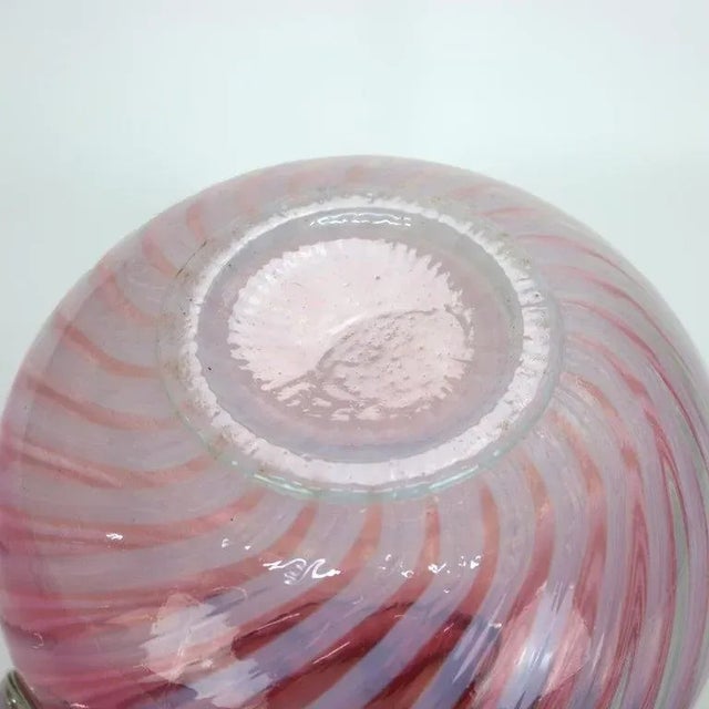 Cranberry & Opalescent Swirled Glass Juice Pitcher With Ruffled Rim 20thC For Sale - Image 9 of 9