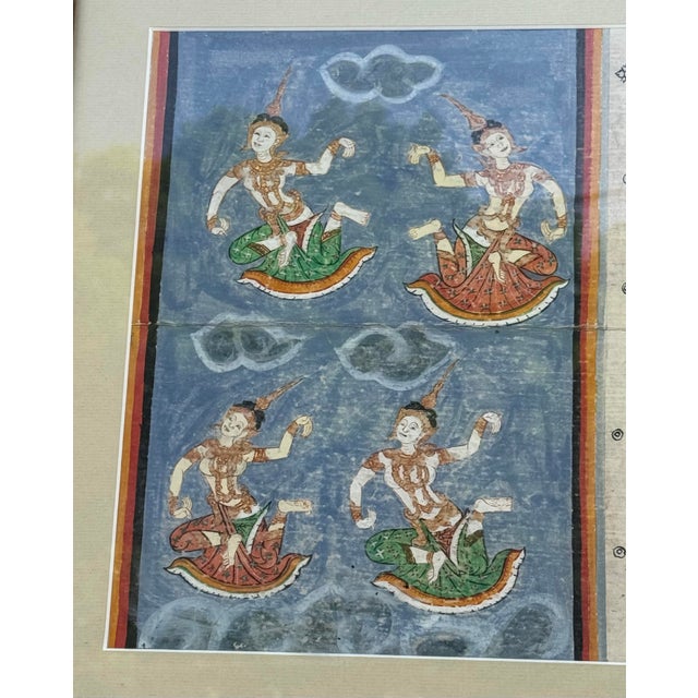 Antique Thai Buddhist Phra Malai Samut Khoi Illustrated Leaf Manuscript Page For Sale - Image 4 of 8