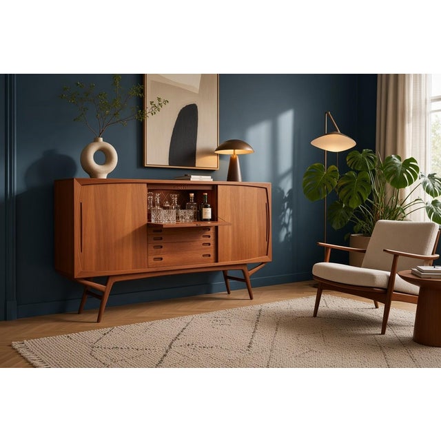 Mid-Century Modern Teak Highboard by Harry Østergaard for Randers Furniture Factory, 1960s For Sale - Image 3 of 18