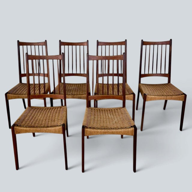 Contemporary Vintage Danish MK200 Dining Chairs by Arne Hovmand-Olsen, Set of 6 For Sale - Image 3 of 11
