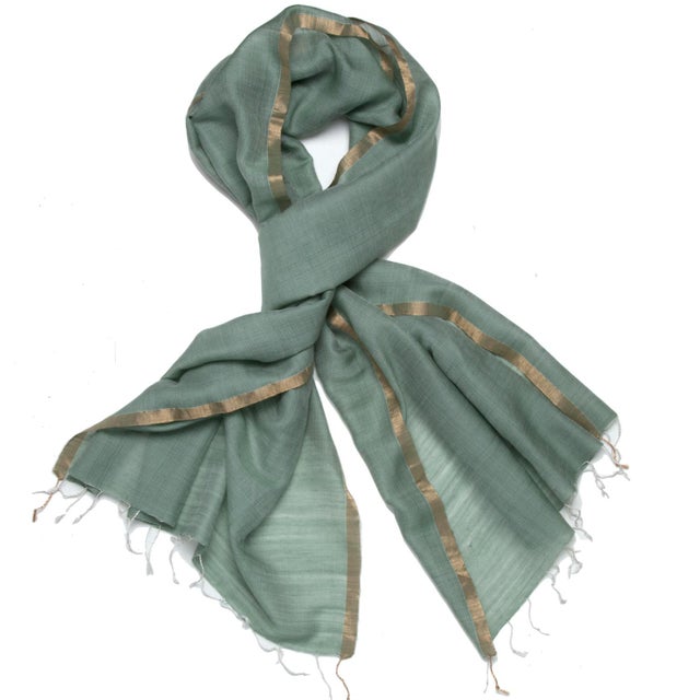 Indian Jewell Paris Green Scarf For Sale - Image 3 of 3