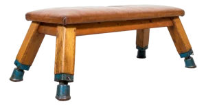 1930s Central European Leather Pommel Horse Industrial Bench
