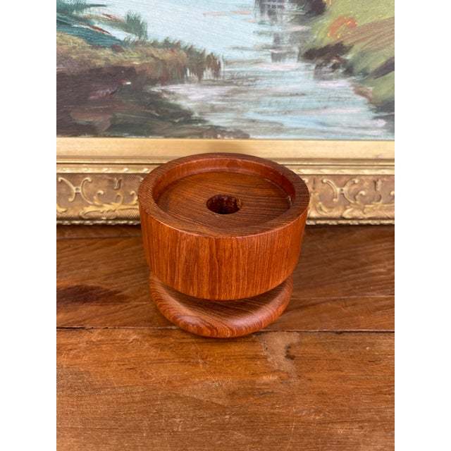 Mid-Century Modern Vintage Kalmar Teak Wood Candle Holder or Vessel Base, Made in Thailand. For Sale - Image 3 of 10