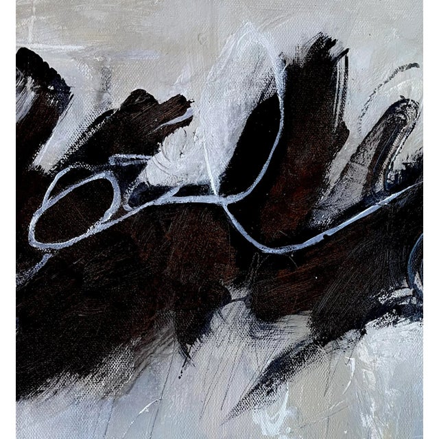 “Collected Memories" Modern Black Grey Original Abstract Diptych Painting by Michele Zuzalek - Set of 2 For Sale - Image 4 of 6