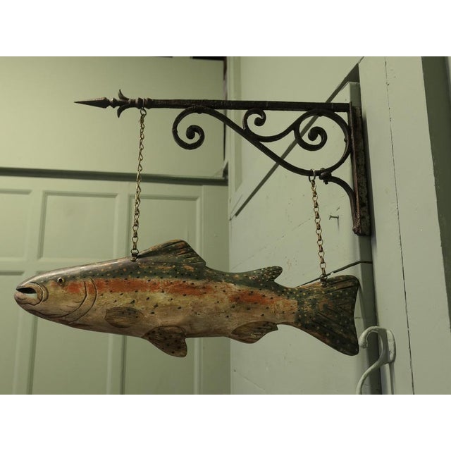 Fish Trade Sign, Rainbow Trout, Fishing Bait and Equipment This is an lovely old trade sign, the sign has a colourful...