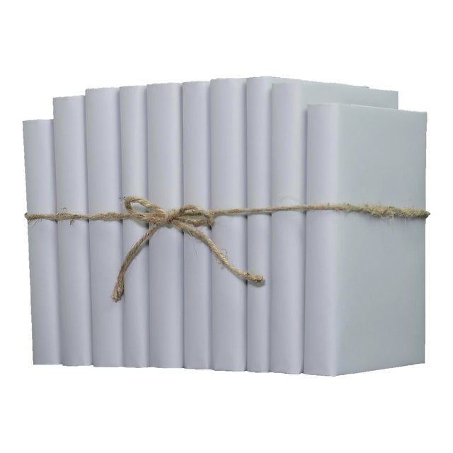 Decorative Books - Cloudy Gray Paper Wrapped Book Bundle - 1 Foot of Grey Books For Sale