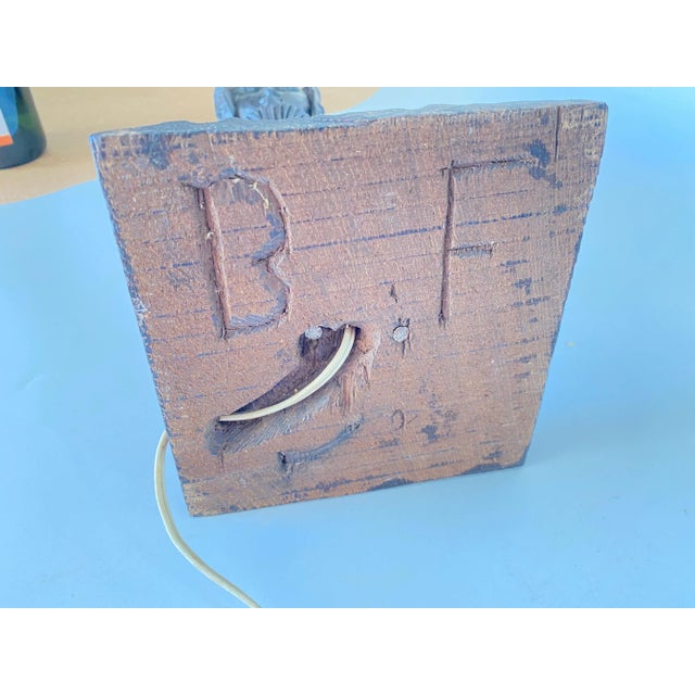 Sculptural Table Lamp Carved on Every Sides in Wood, France, 1950s For Sale - Image 3 of 13