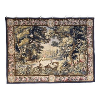 19th Century French Handwoven Aubusson Verdure Wall Tapestry For Sale