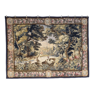 19th Century French Handwoven Aubusson Verdure Wall Tapestry