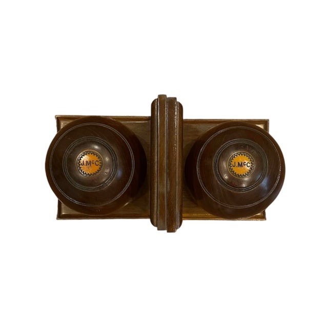 Antique Pair of Custom Wooden Lawn Bowls / Bocce Balls / Bouies : Lawn Bowling Bookends by Thomas Taylor Glasgow, a Psir For Sale In Dallas - Image 6 of 8