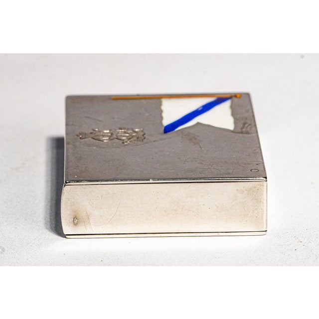 Lovely Sterling Silver Antique English Hand Painted Enamel Nautical Flag Victorian Match Safe Vesta Case Tobacciana For Sale - Image 10 of 14