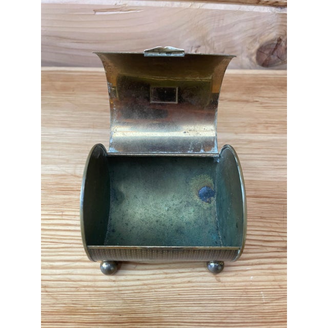 Antique Brass Cylinder Vanity Box With Ball Feet, c.1900 For Sale - Image 9 of 10