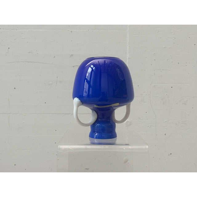 Blue Opal Glass Handle Vase from Opalina Fiorentina, Italy, 1960s For Sale - Image 6 of 14