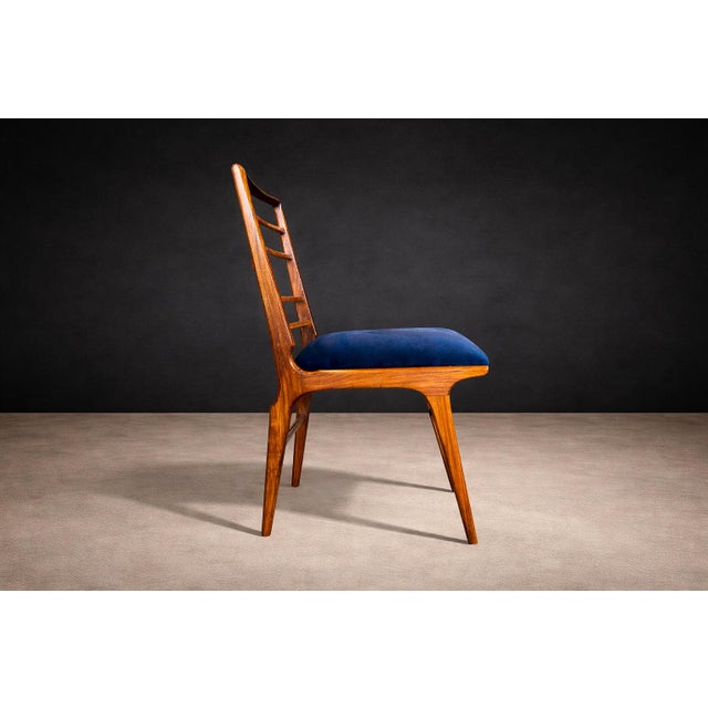 Set of Eight Dining Chairs in Caviuna Wood & Fabric, Giuseppe Scapinelli, 1950s - Lot 685 For Sale - Image 12 of 14
