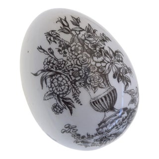 Georgian Regency Pearlware Egg Black Transfer Printed Mourning Keepsake Antique English Pottery Commemorative Gift For Sale