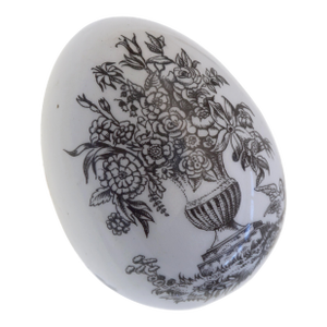 Georgian Regency Pearlware Egg Black Transfer Printed Mourning Keepsake Antique English Pottery Commemorative Gift
