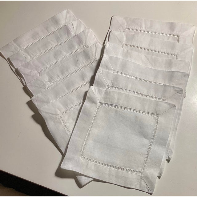 White Hemstitch Linen Coasters. For Sale - Image 4 of 4