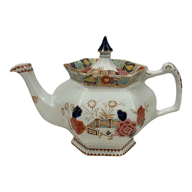 Antique Woods Ware Wincanton Hand Painted Porcelain Teapot For Sale