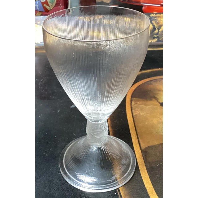 Antique Rene Lalique French Art Deco Red Wine Stem Goblet.
