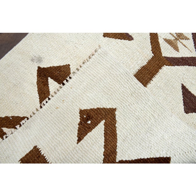 1970s Vintage Turkish Handmade Wool Cotton Beige Runner Rug For Sale In San Francisco - Image 6 of 11