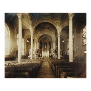 Vintage 1941 Sacred Heart Church Cathedral Interior Photograph For Sale