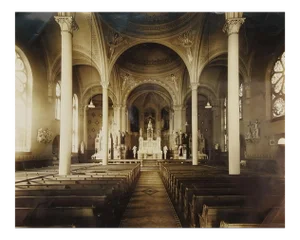Vintage 1941 Sacred Heart Church Cathedral Interior Photograph