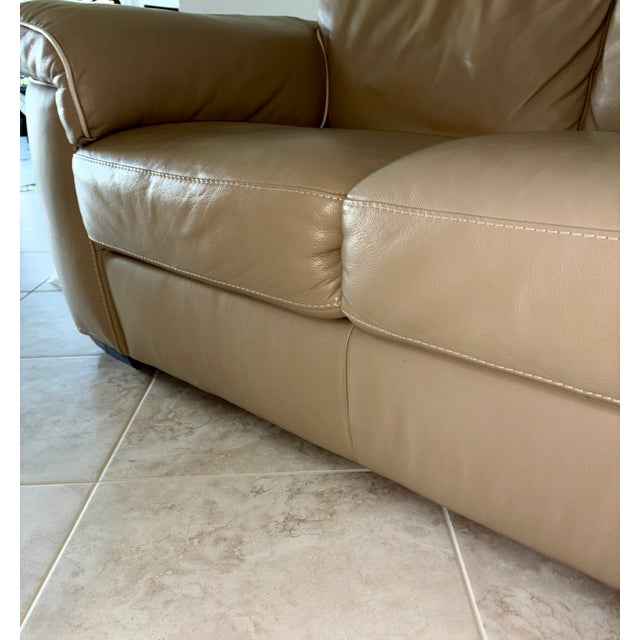 Animal Skin Natuzzi Editions Mocha Colored Leather Sofa For Sale - Image 7 of 11