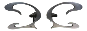Design Brushed Steel and Iron Andirons, Signed, French, circa 1970 - A Pair