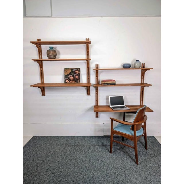 Mid-Century Modern 1970s Danish Modern MCM Modular Teak Wall Shelf Unit, 2 Pieces For Sale - Image 3 of 8