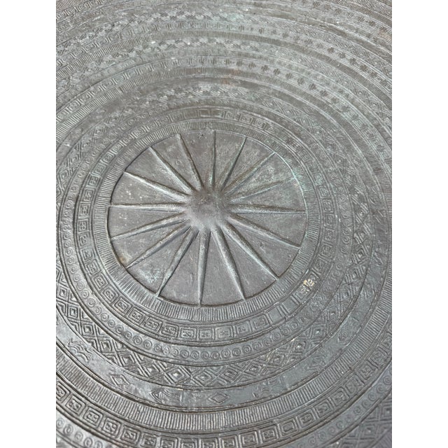 Vintage Bigger Than Average Bronze Asian Rain Drum Table For Sale - Image 11 of 12