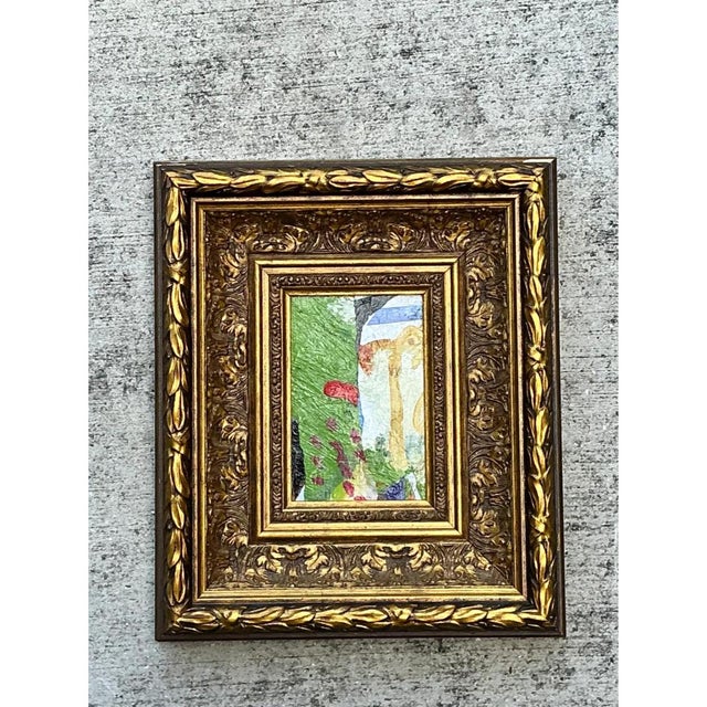 Wood Vintage Framed Abstract Oil Painting For Sale - Image 7 of 12