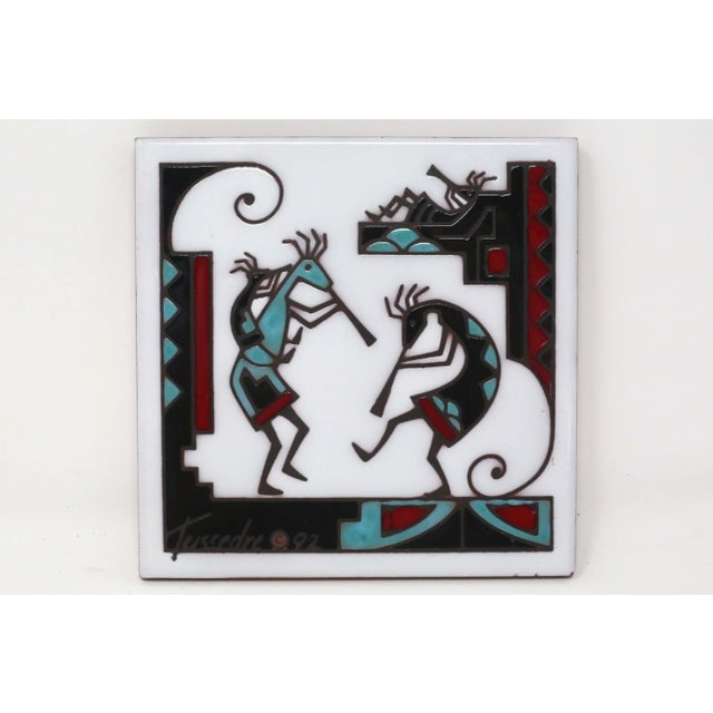 Ceramic 1992 Tribal Band Ceramic Tile Trivet or Wall Decor by Teissedre Designs For Sale - Image 7 of 7