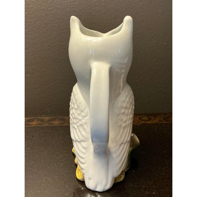 Vintage Ceramic White Italian Owl Pitcher For Sale - Image 4 of 5