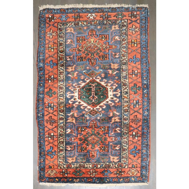 Early 20th Century Antique Zabihi Collection Persian Heriz Karadja Small Rug - 3' x 4'7" For Sale - Image 5 of 9