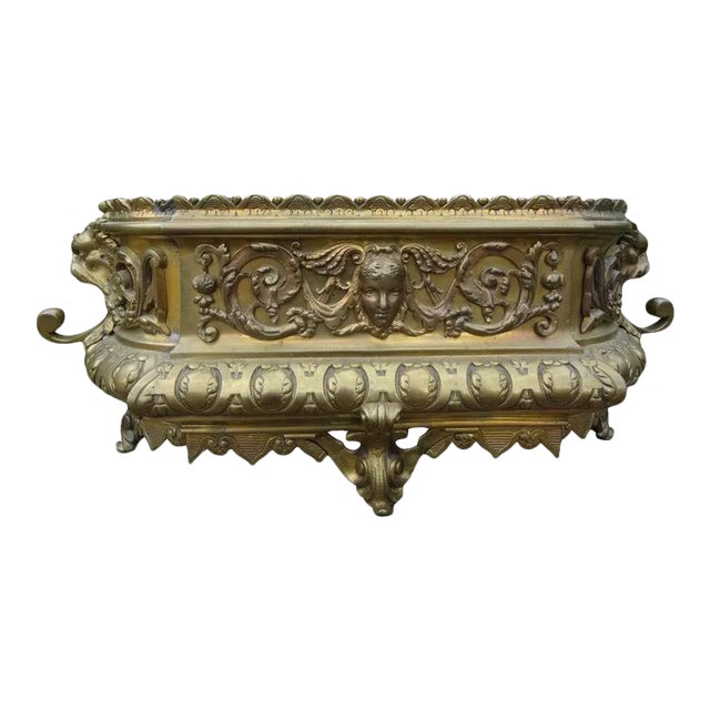 19th Century French Napoleon III Brass Jardiniere or Planater For Sale