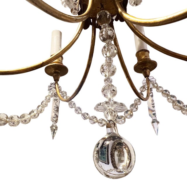 Small Vintage French Chandelier, 1960s For Sale - Image 4 of 7